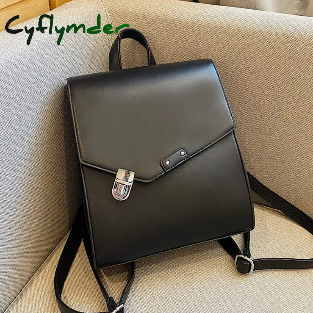 Cyflymder Retro Woman Backpack Pu Leather Big School Bags For Teenagers Girls Fashion New Luxury