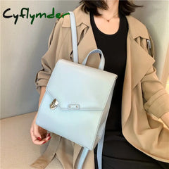 Cyflymder Retro Woman Backpack Pu Leather Big School Bags For Teenagers Girls Fashion New Luxury