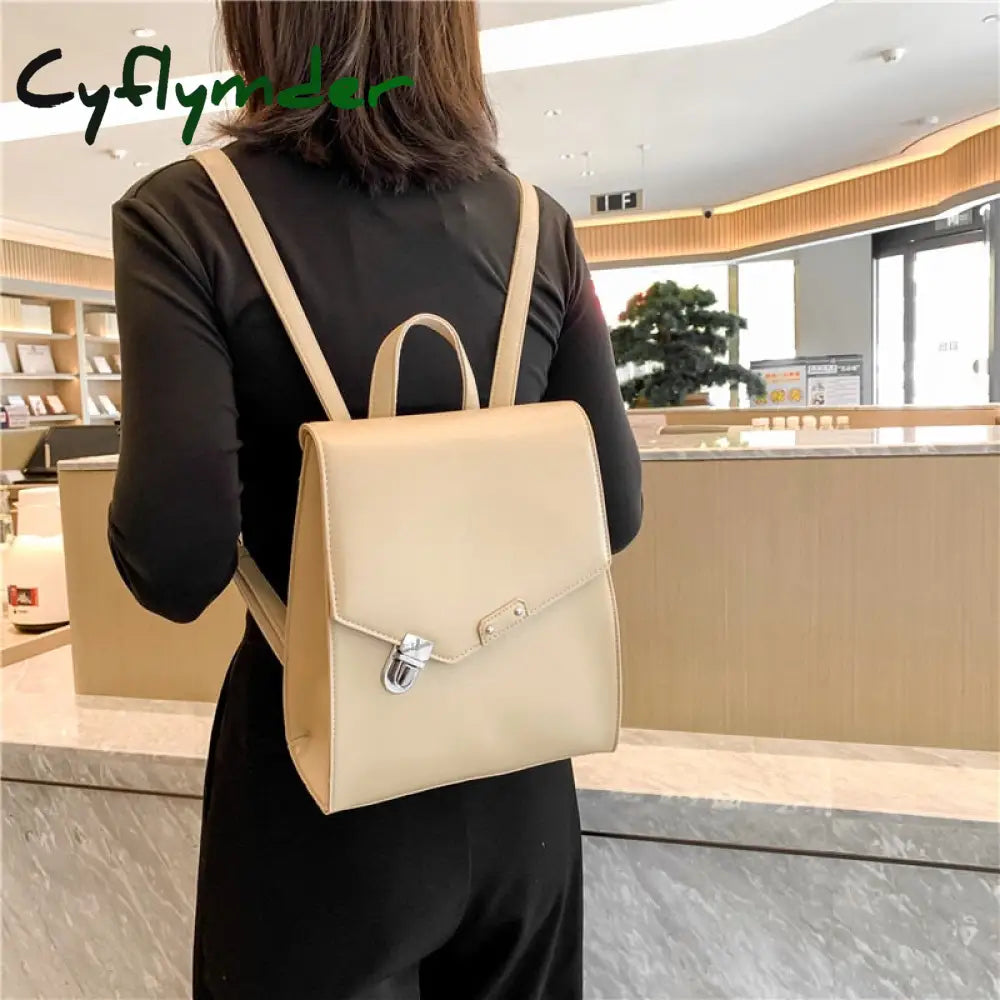 Cyflymder Retro Woman Backpack Pu Leather Big School Bags For Teenagers Girls Fashion New Luxury