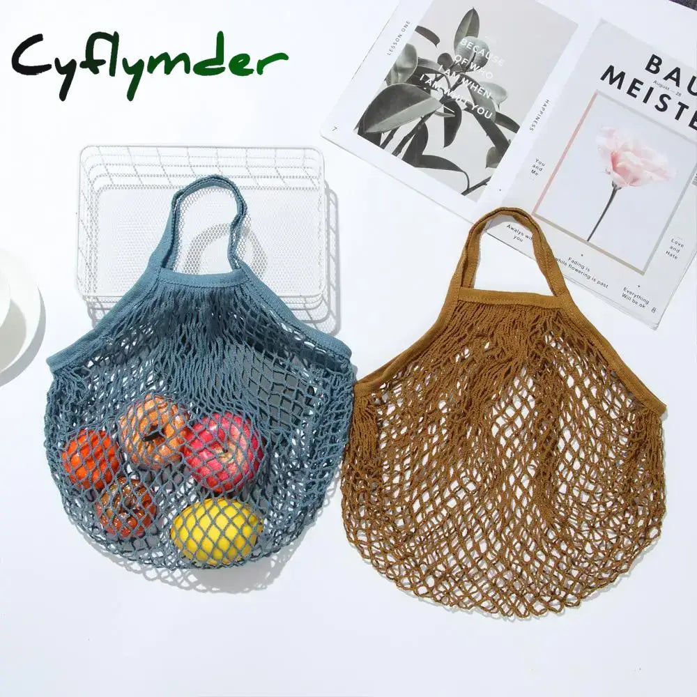 Cyflymder Reusable Cotton Mesh Bag Shopping String Fishnet Net Turtle Bags Storage Handbag Tote