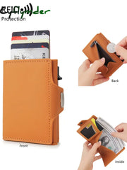 RFID men's wallet credit card holder PU leather mini wallet automatic pop-up multi-functional bank card holder