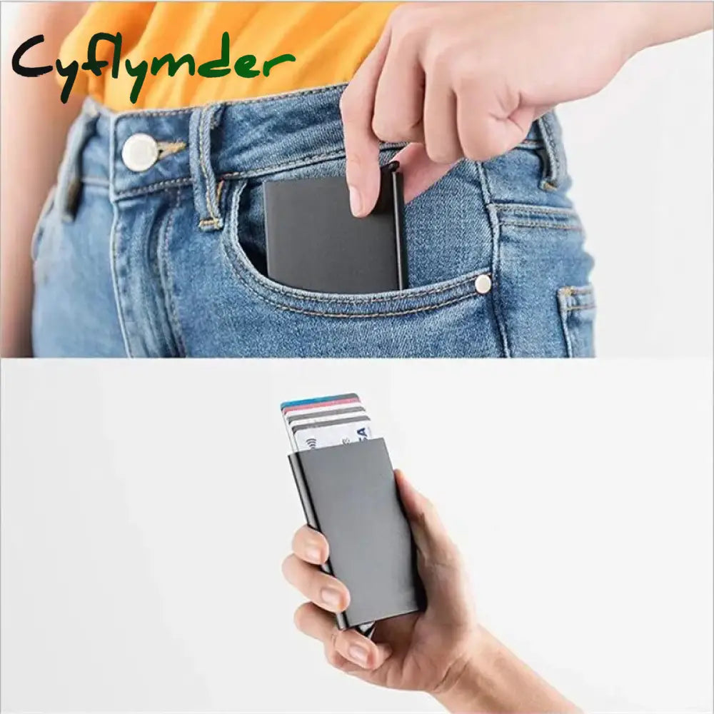 Cyflymder Rfid Smart Wallet Card Holder Metal Thin Slim Men Women Wallets Pop Up Minimalist Small