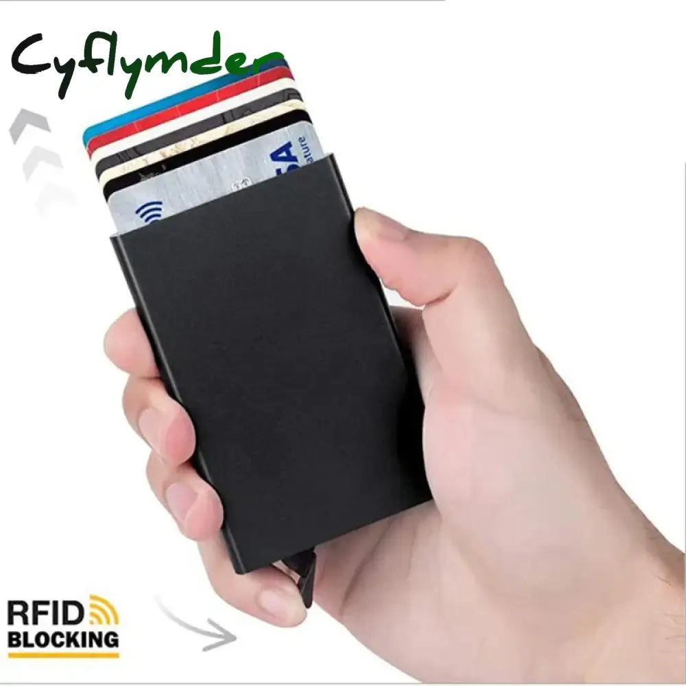 Cyflymder Rfid Smart Wallet Card Holder Metal Thin Slim Men Women Wallets Pop Up Minimalist Small