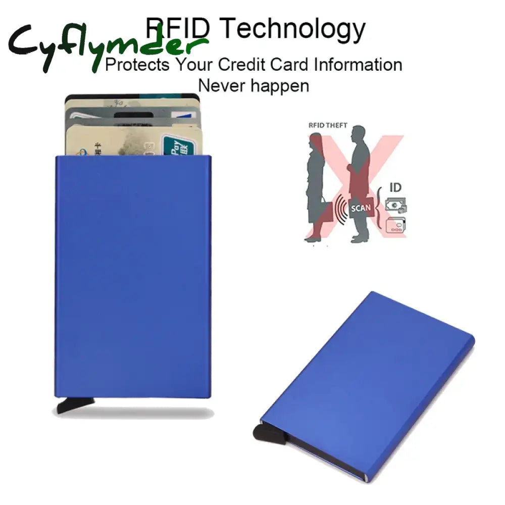 Cyflymder Rfid Smart Wallet Card Holder Metal Thin Slim Men Women Wallets Pop Up Minimalist Small