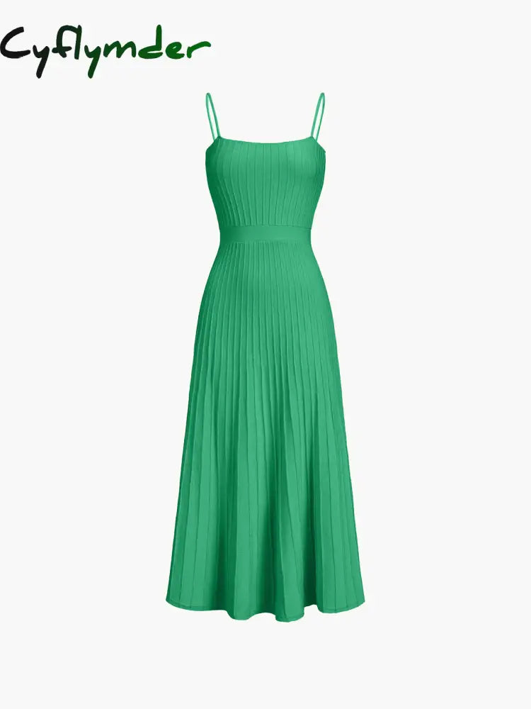 Cyflymder - Rib Midi Sundress Green / Xs Sweater Dresses