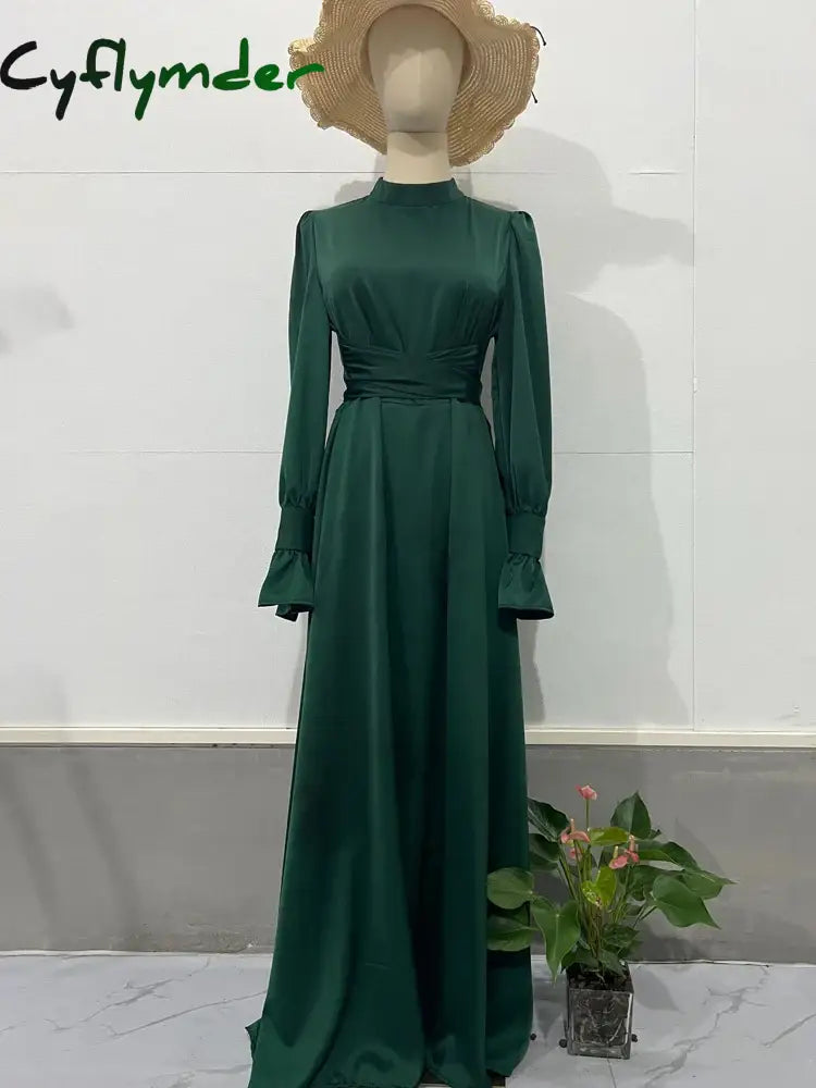 Cyflymder Ruffled Bandage Elegant Maxi Dress For Women Patchwork Slim Lace-Up Solid Vintage Evening