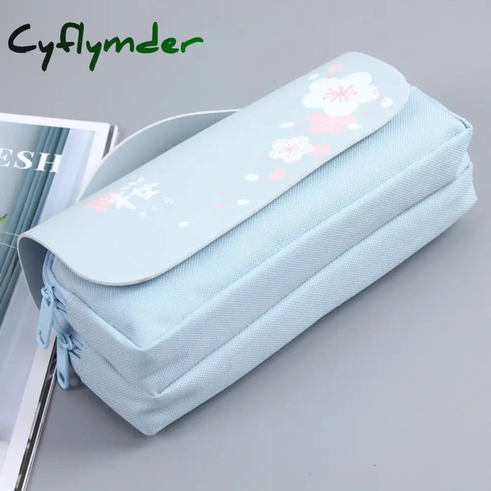 Cyflymder Sakura Pencil Bag Pu Leather Pen Case Kawaii Stationery Ruler Pouch For School Girl Sweet