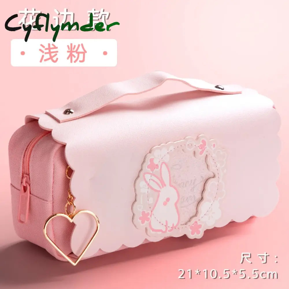 Cyflymder Sakura Pencil Bag Pu Leather Pen Case Kawaii Stationery Ruler Pouch For School Girl Sweet