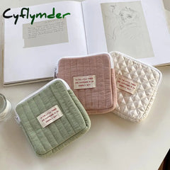 Cyflymder Sanitary Napkin Storage Bags Cotton Cute Korea Coin Purse Bag Jewelry Organizer Card