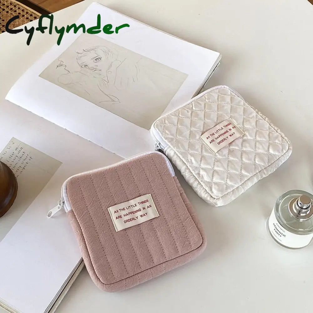 Cyflymder Sanitary Napkin Storage Bags Cotton Cute Korea Coin Purse Bag Jewelry Organizer Card