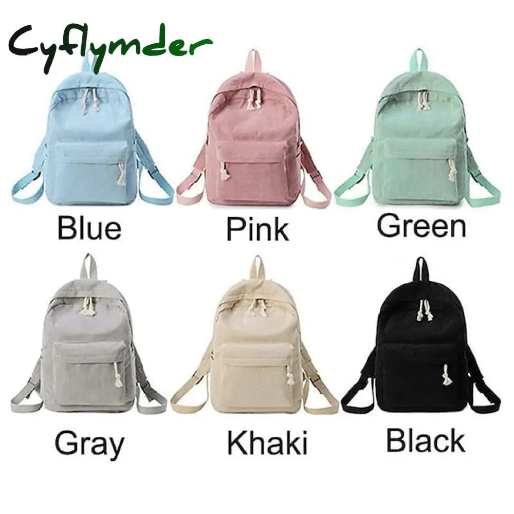 Cyflymder School Backpack Bags For Teenage Girls Women Bagpack Female Corduroy Bookbag Harajuku Bag
