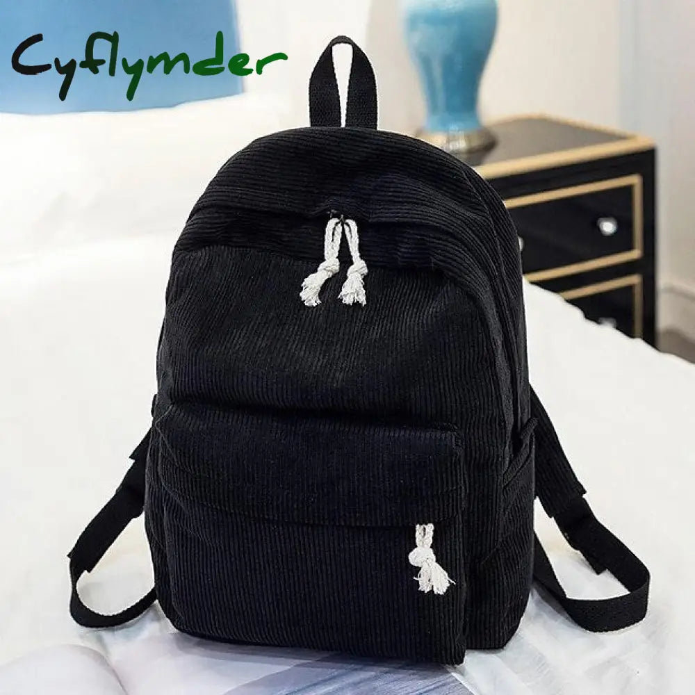 Cyflymder School Backpack Bags For Teenage Girls Women Bagpack Female Corduroy Bookbag Harajuku Bag