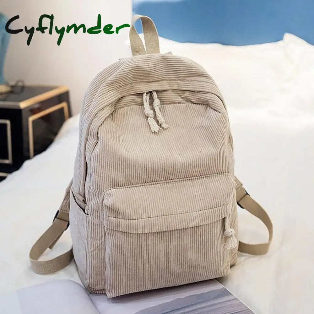 Cyflymder School Backpack Bags For Teenage Girls Women Bagpack Female Corduroy Bookbag Harajuku Bag