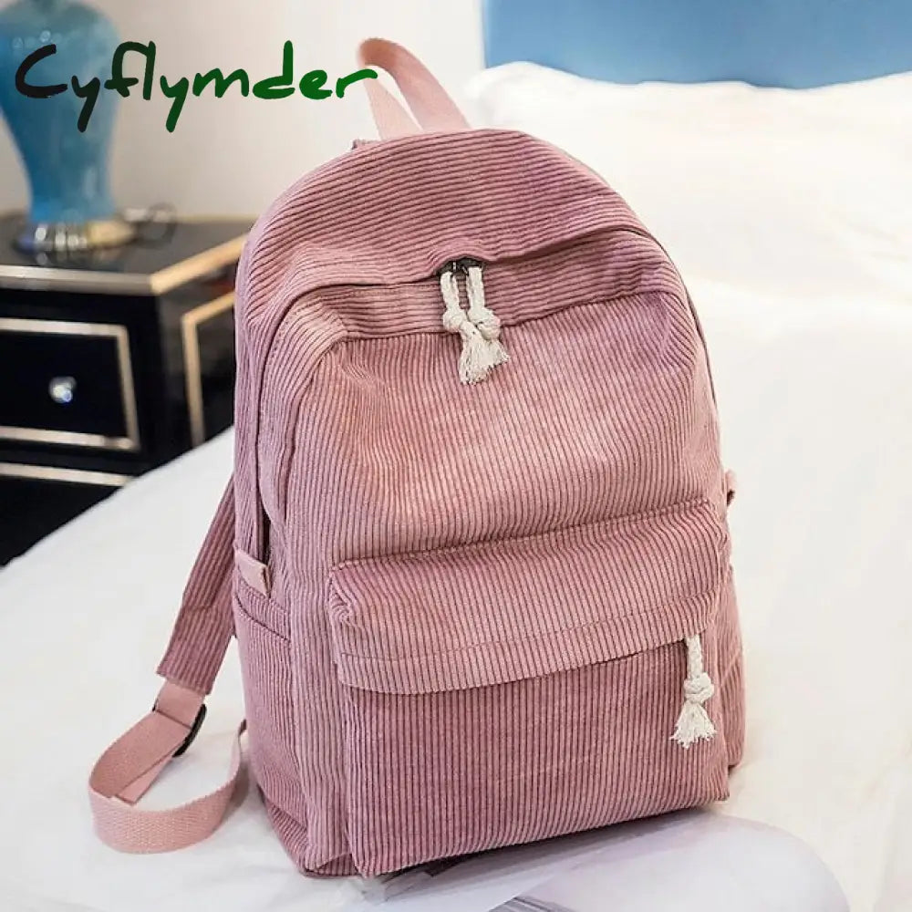 Cyflymder School Backpack Bags For Teenage Girls Women Bagpack Female Corduroy Bookbag Harajuku Bag