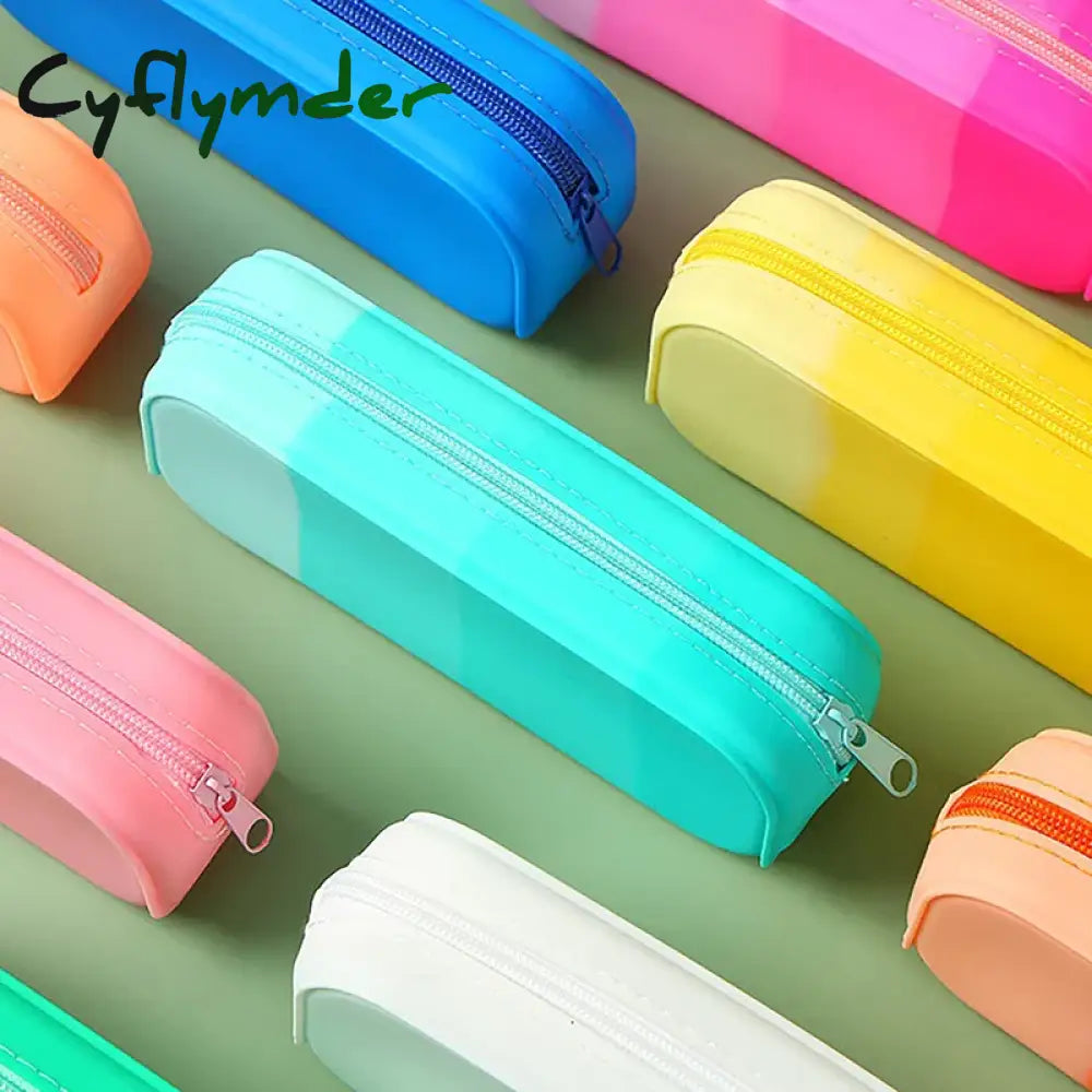 Cyflymder School Silicone Pencil Stationery Large Capacity Waterproof Soft Case Cases