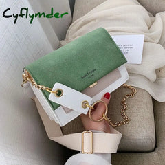 Cyflymder Scrub Leather Contrast Color Crossbody Bags For Women Chain Simple Shoulder Bag Ladies