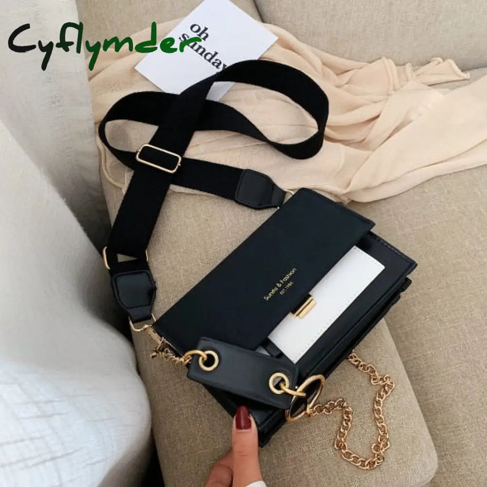 Cyflymder Scrub Leather Contrast Color Crossbody Bags For Women Chain Simple Shoulder Bag Ladies