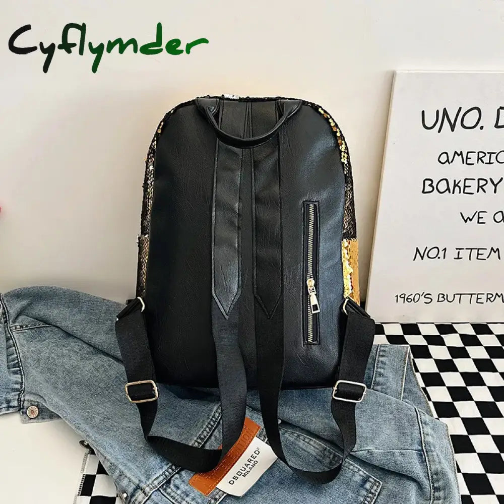 Cyflymder Sequins Women Backpacks Teenage Girls Rucksack Fashion Glitter Ladies Schoolbag Large