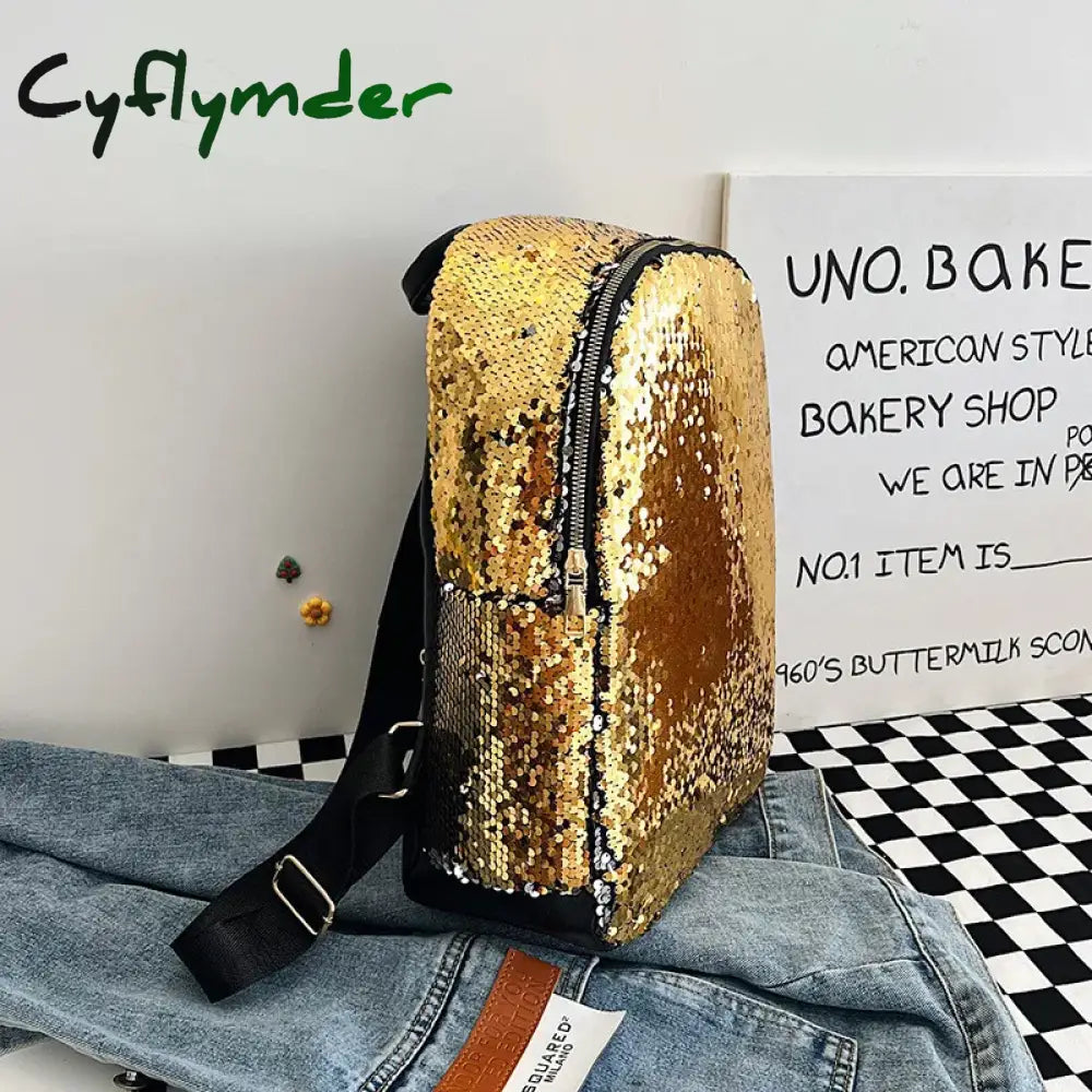 Cyflymder Sequins Women Backpacks Teenage Girls Rucksack Fashion Glitter Ladies Schoolbag Large