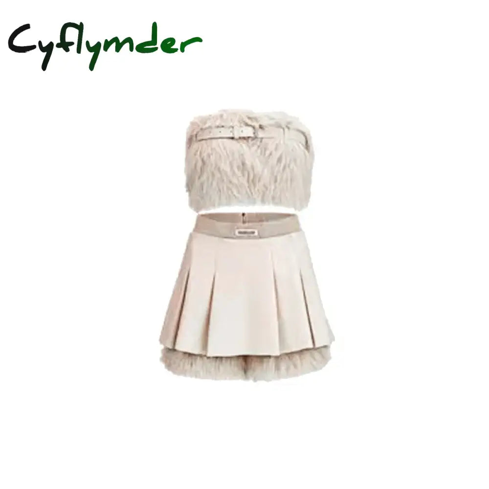 Cyflymder Sexy 3 Piece Skirt Set Women Casual Long Sleeve Coat + Bodycon Tube Tops + Sweet Mini Skirt Evening Party