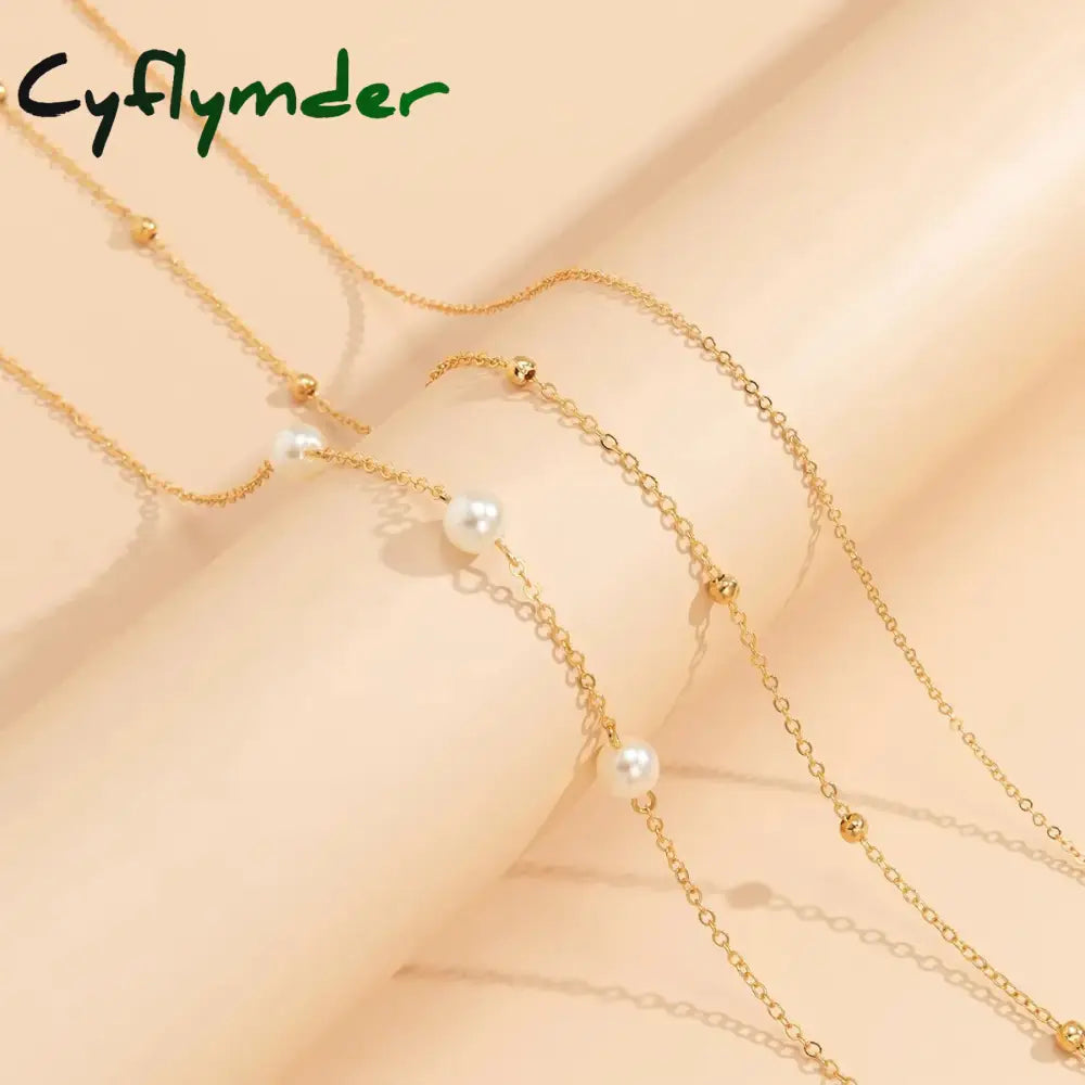 Cyflymder Sexy And Minimalist Imitation Pearl Chain Metal Waist Mixed Stacked Fashion Girl Beaded