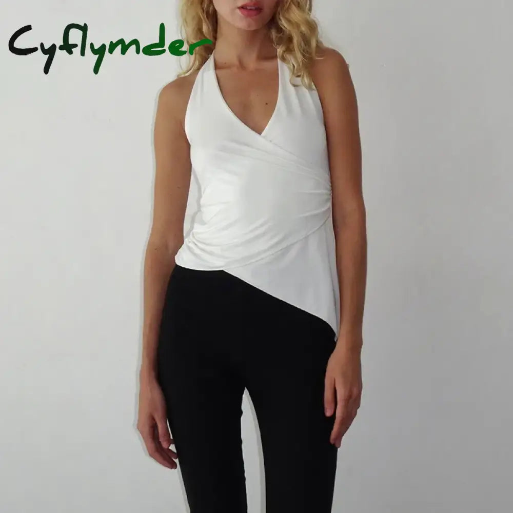 Cyflymder Sexy Clothes Women Halter Neck Backless Tank Tops Summer Sleeveless Irregular Hem Casual