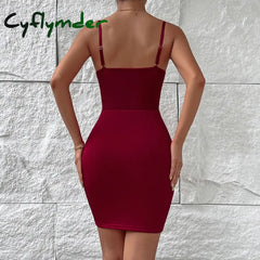 Cyflymder Sexy Club Party Hollowing Mesh See Through Slim Dress Women Nightclub Wear Fishbone