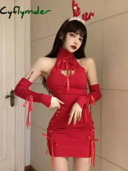 Cyflymder Sexy Club Sheath Knit Dresses For Women Turtleneck Slim Fit Bottoming Fashion Party