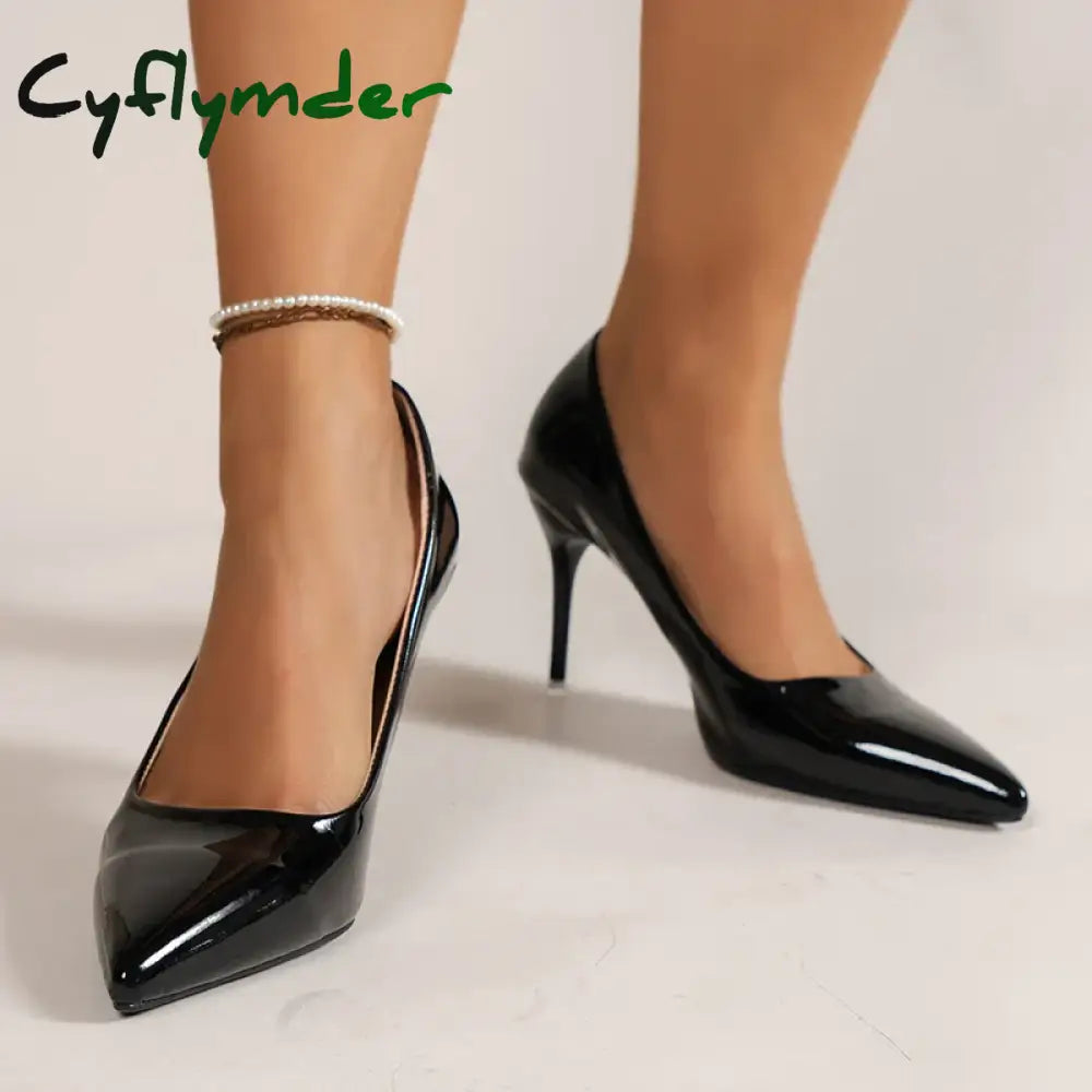 Cyflymder Sexy Thin Heels Pumps For Women Pink Patent Leather Pointed Toe Party Shoes Woman 2024