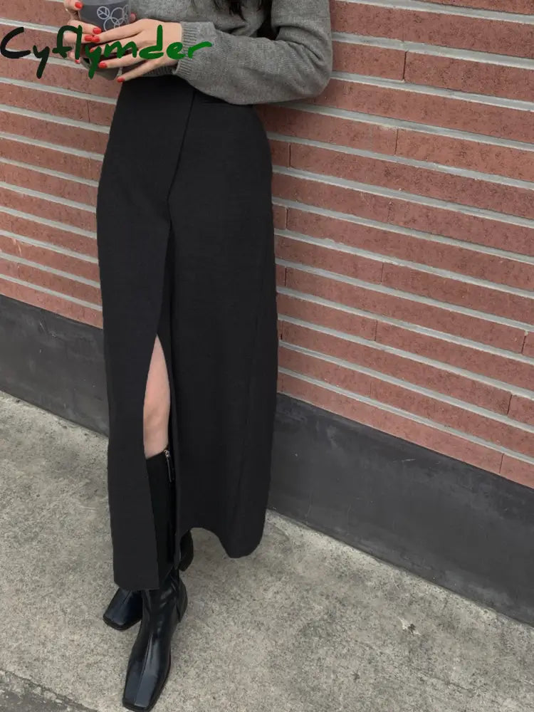 Cyflymder- She’s Effortless Slit Maxi Skirt Black / Xs Skirts