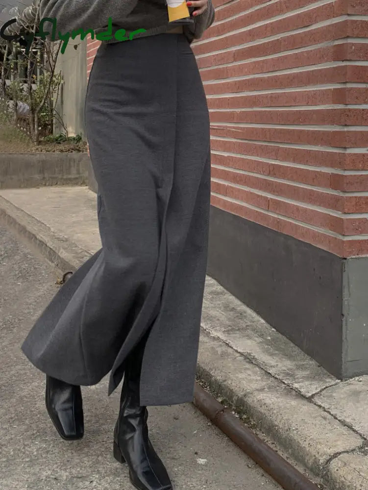 Cyflymder- She’s Effortless Slit Maxi Skirt Grey / Xs Skirts