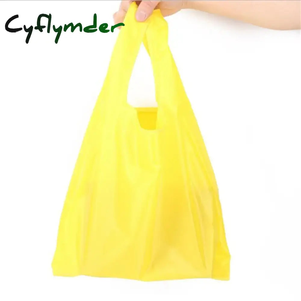 Cyflymder Shopping Bag Solid Color Eco-Friendly Folding Reusable Portable Shoulder Handbag