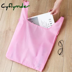 Cyflymder Shopping Bag Solid Color Eco-Friendly Folding Reusable Portable Shoulder Handbag