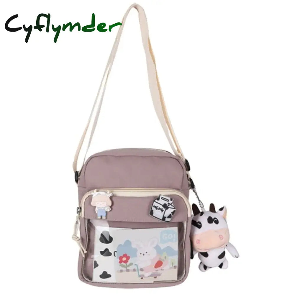 Cyflymder Shopping Bags Women Sweet Kawaii Printed Canvas Leisure Daily Shop Bag Crossbody Purse