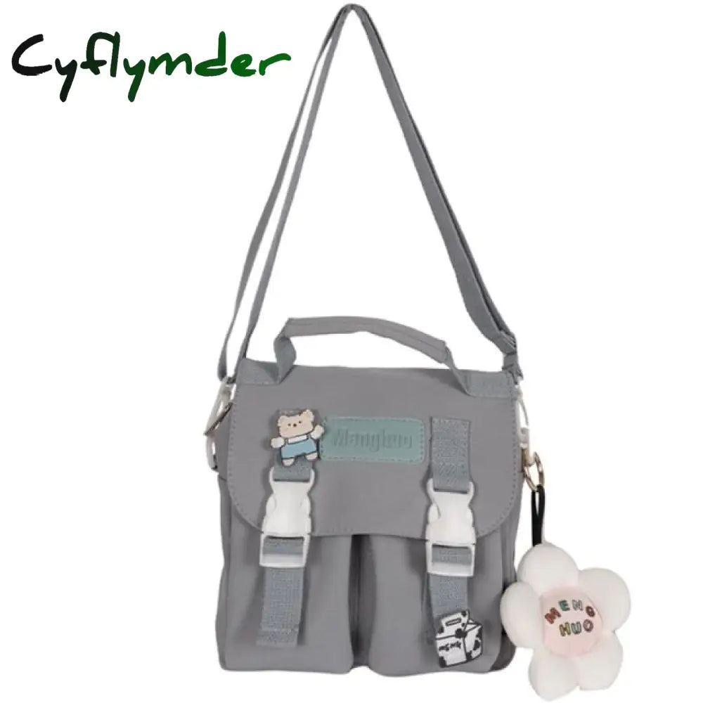 Cyflymder Shopping Bags Women Sweet Kawaii Printed Canvas Leisure Daily Shop Bag Crossbody Purse