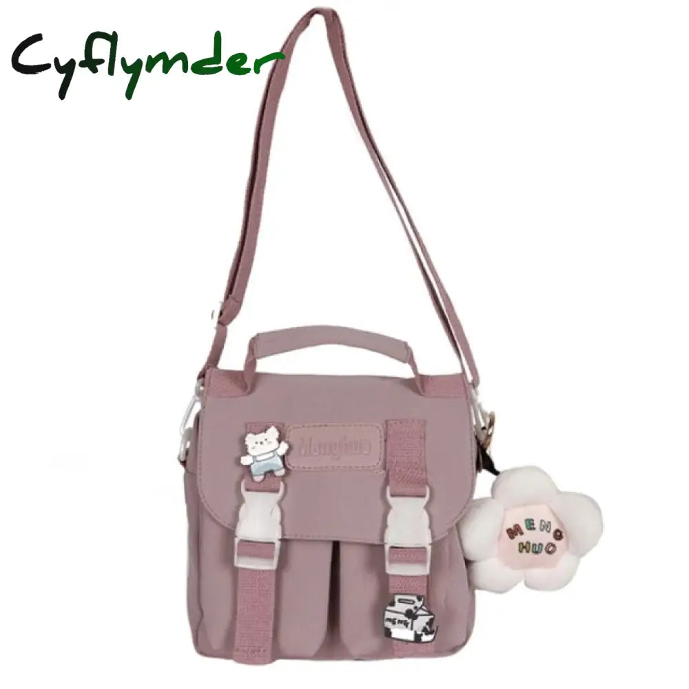 Cyflymder Shopping Bags Women Sweet Kawaii Printed Canvas Leisure Daily Shop Bag Crossbody Purse