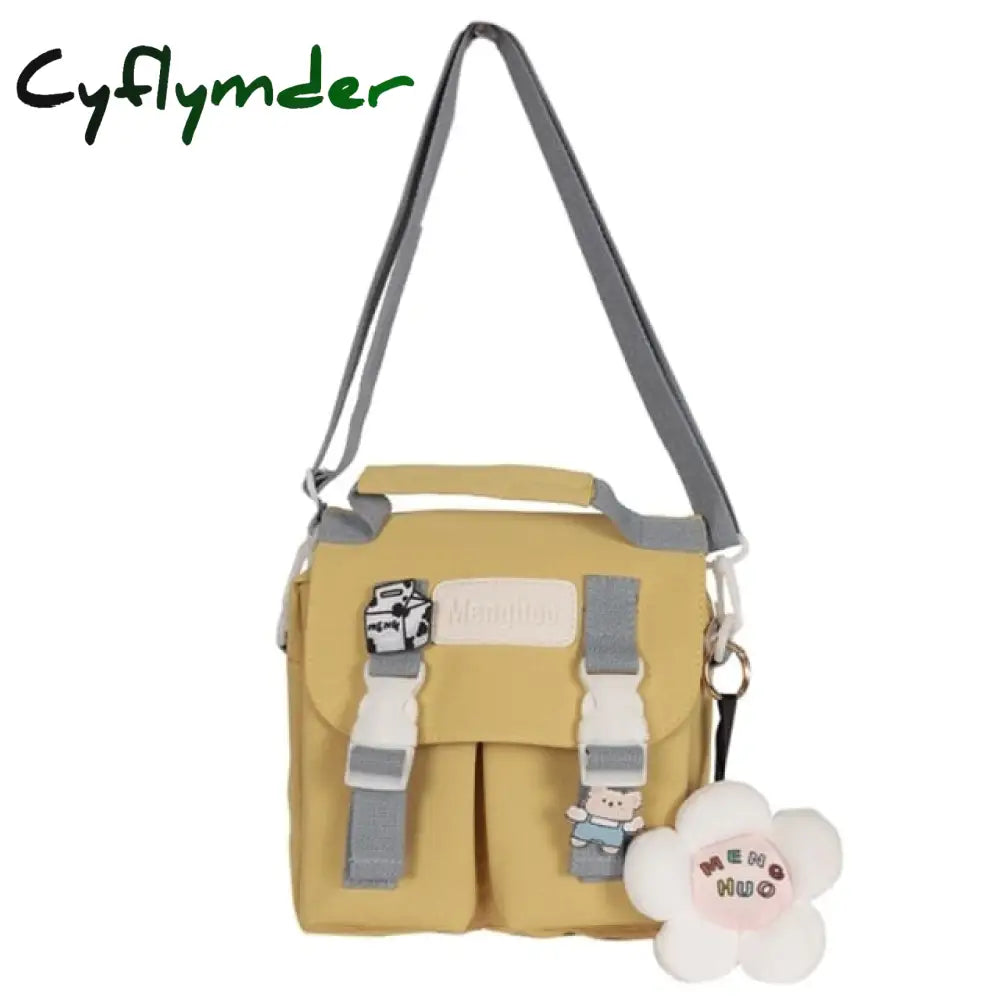 Cyflymder Shopping Bags Women Sweet Kawaii Printed Canvas Leisure Daily Shop Bag Crossbody Purse