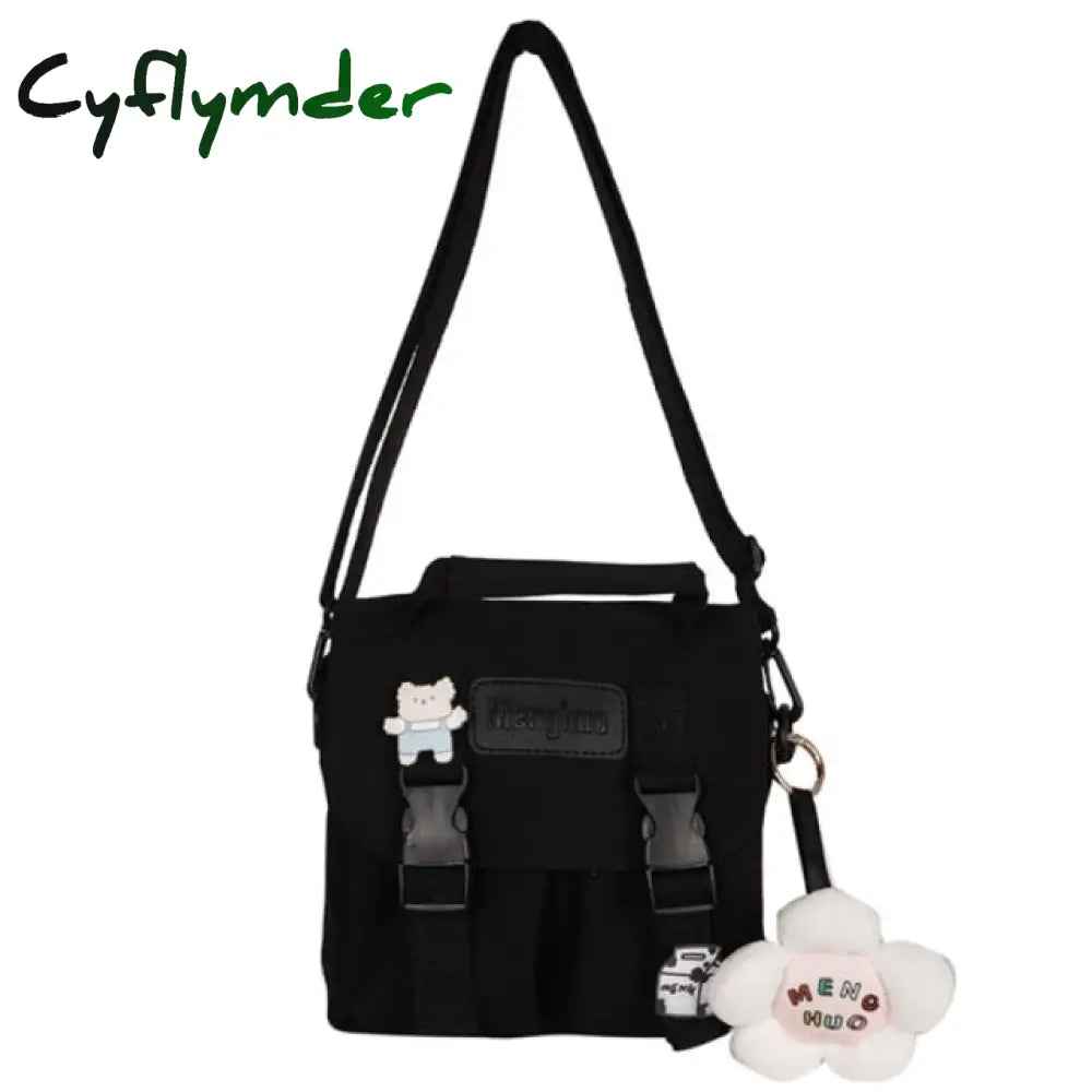 Cyflymder Shopping Bags Women Sweet Kawaii Printed Canvas Leisure Daily Shop Bag Crossbody Purse