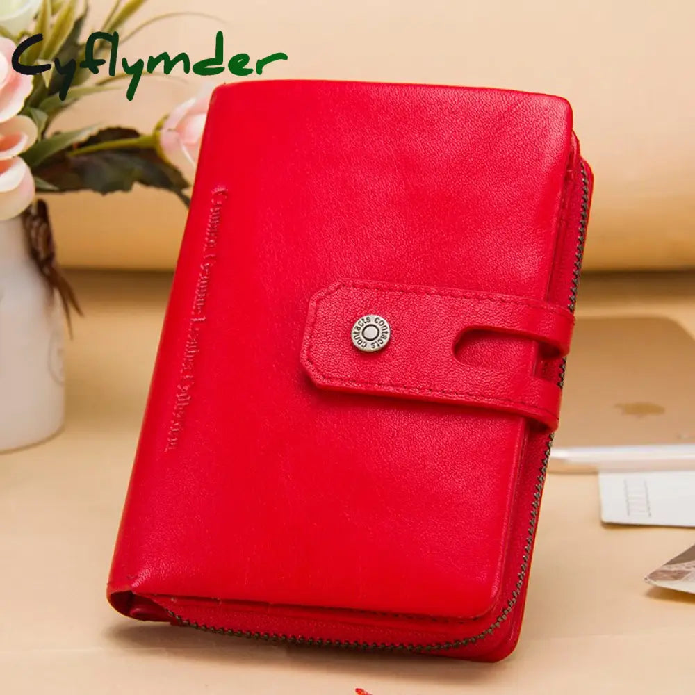 Cyflymder Short Wallet With Zipper Coin Purse Pocket Genuine Leather Women Wallets Small Fashion