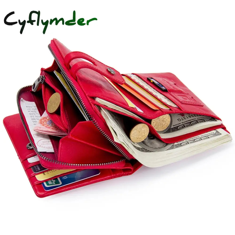 Cyflymder Short Wallet With Zipper Coin Purse Pocket Genuine Leather Women Wallets Small Fashion