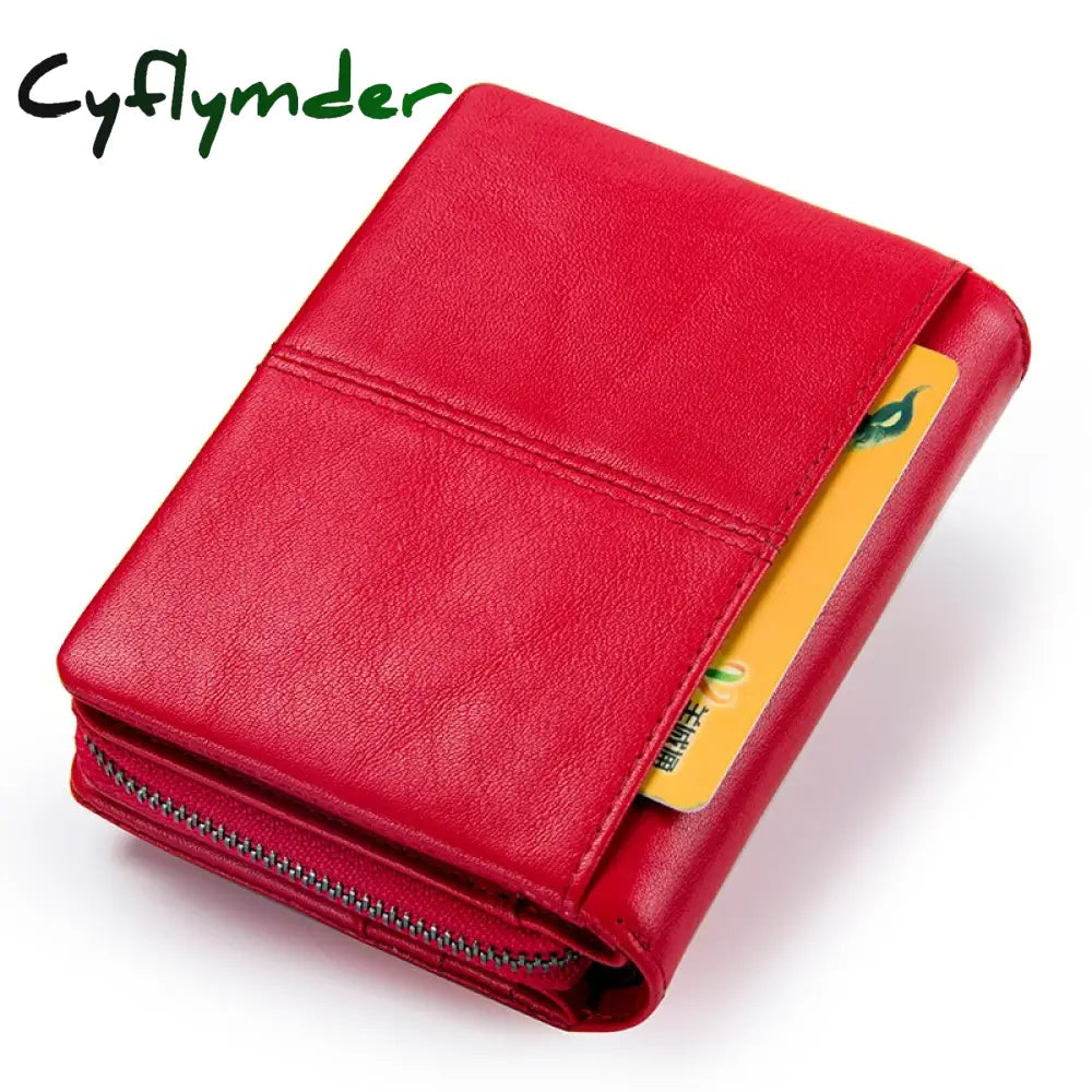 Cyflymder Short Wallet With Zipper Coin Purse Pocket Genuine Leather Women Wallets Small Fashion