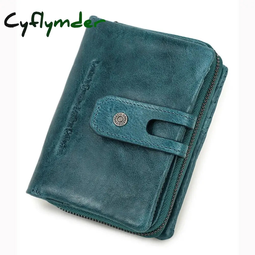 Cyflymder Short Wallet With Zipper Coin Purse Pocket Genuine Leather Women Wallets Small Fashion