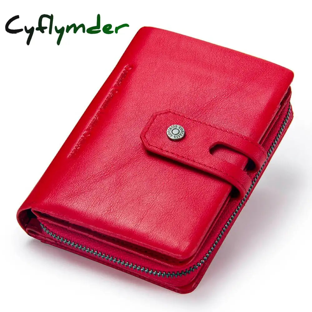 Cyflymder Short Wallet With Zipper Coin Purse Pocket Genuine Leather Women Wallets Small Fashion