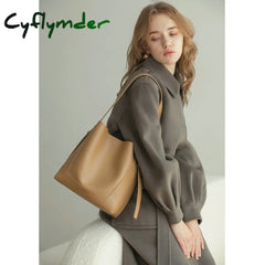 Cyflymder Shoulder Bag For Women Fashion Large Leather Bucket Shopping Dating Bags High Quality