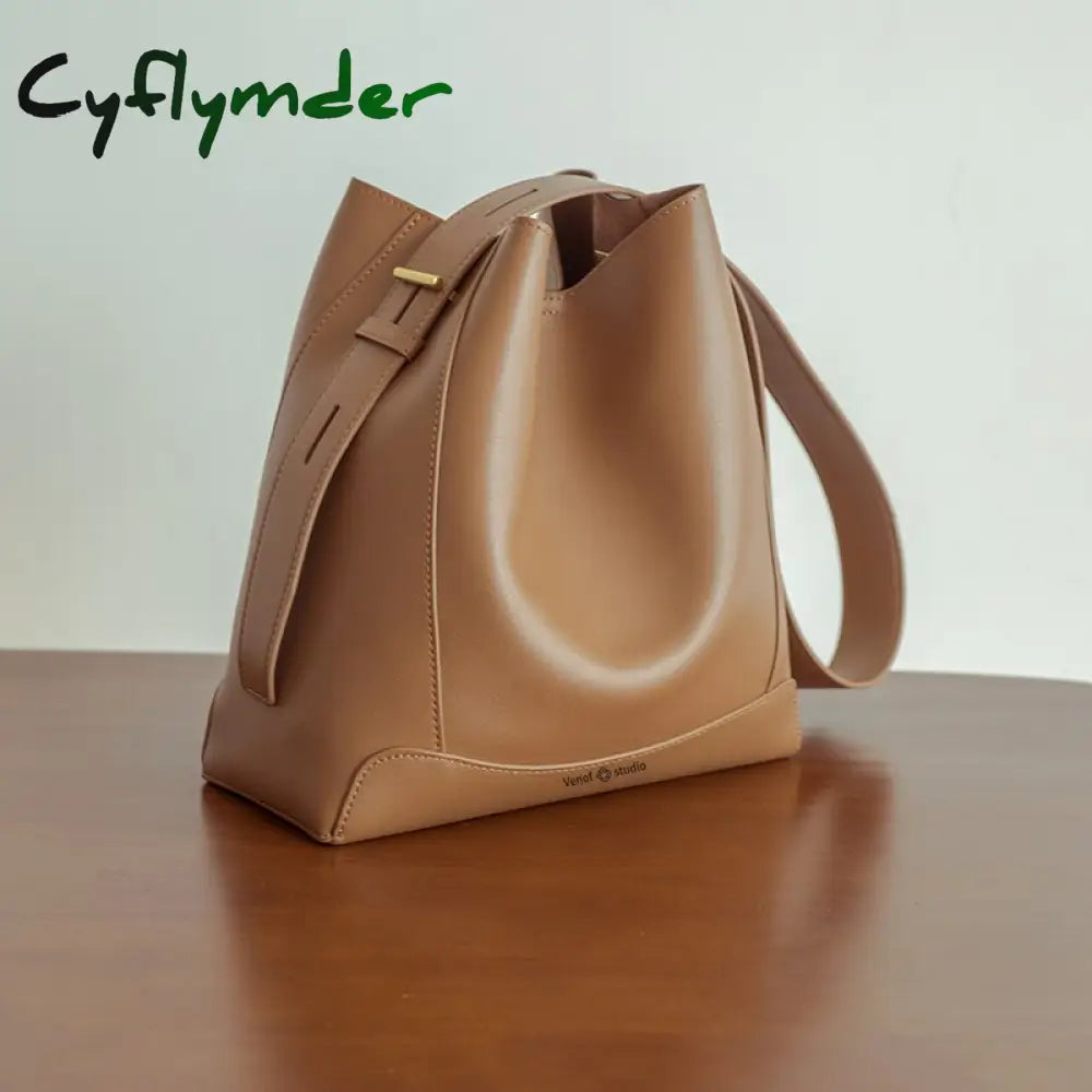 Cyflymder Shoulder Bag For Women Fashion Large Leather Bucket Shopping Dating Bags High Quality