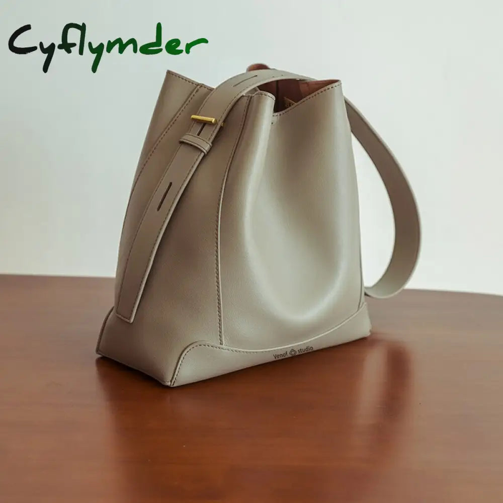 Cyflymder Shoulder Bag For Women Fashion Large Leather Bucket Shopping Dating Bags High Quality