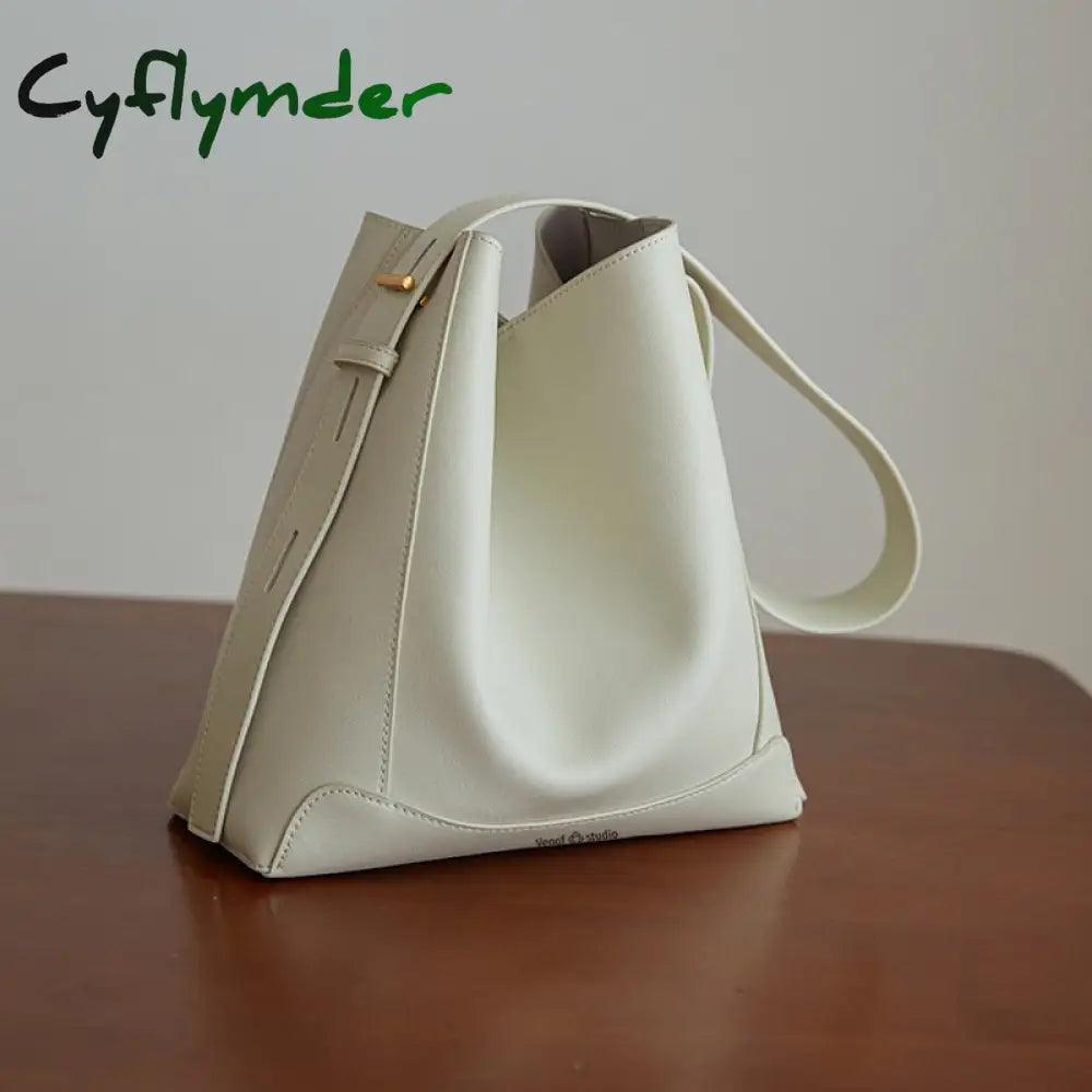 Cyflymder Shoulder Bag For Women Fashion Large Leather Bucket Shopping Dating Bags High Quality