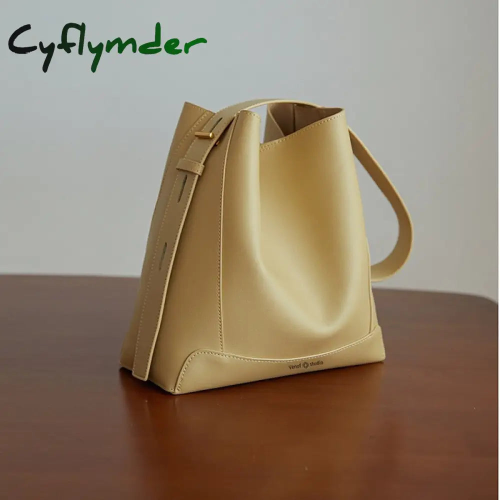 Cyflymder Shoulder Bag For Women Fashion Large Leather Bucket Shopping Dating Bags High Quality