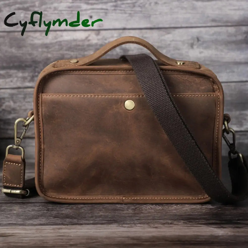 Cyflymder Shoulder Bag Vintage Crossbody Bags High Quality Genuine Leather Handbag Capacity Men