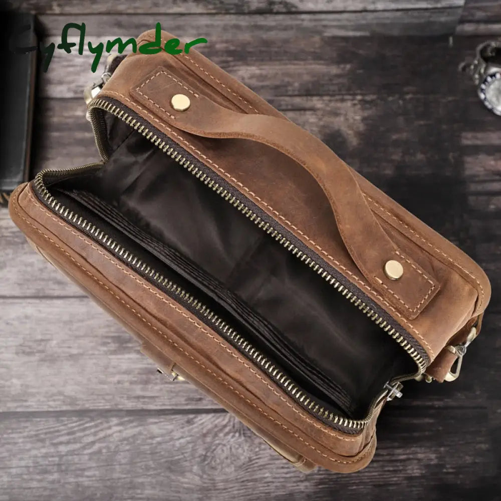 Cyflymder Shoulder Bag Vintage Crossbody Bags High Quality Genuine Leather Handbag Capacity Men